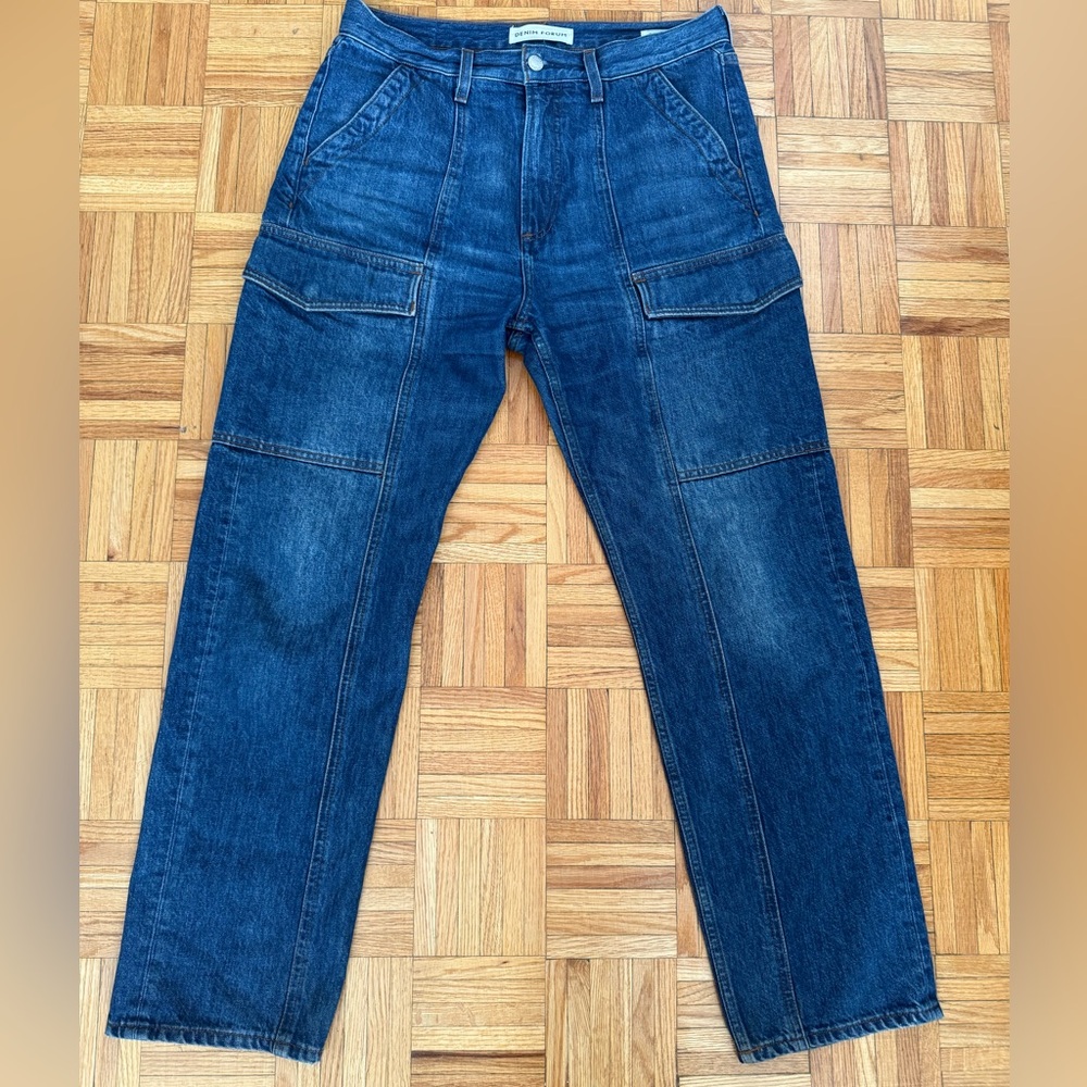 Denim Forum Aritizia The '90s Lo-Rise Cargo Slim MEDIUM Wash Denim Jean